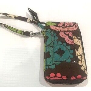 Vera Bradley ID Wallet LOLA Credit Card Zip Around Wristlet Floral Quilted